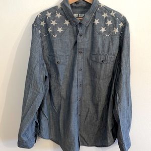 Mossimo chambray western snap front star shirt